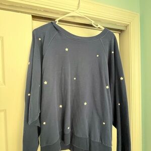 Star embroidered navy sweatshirt